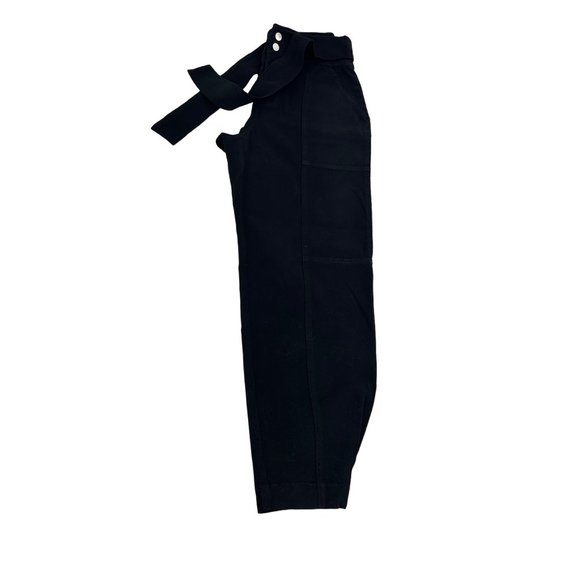 Bar lll Women’s Black Pants M Tie Belt Tapered Button Closure Pockets Stretch - Picture 16 of 16